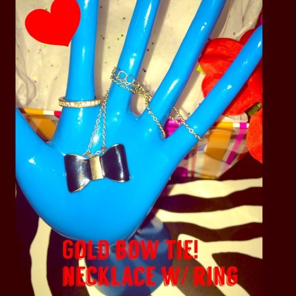 Bow Tie Necklace & Ring Set 🎀 $5 ! - Picture 3 of 3