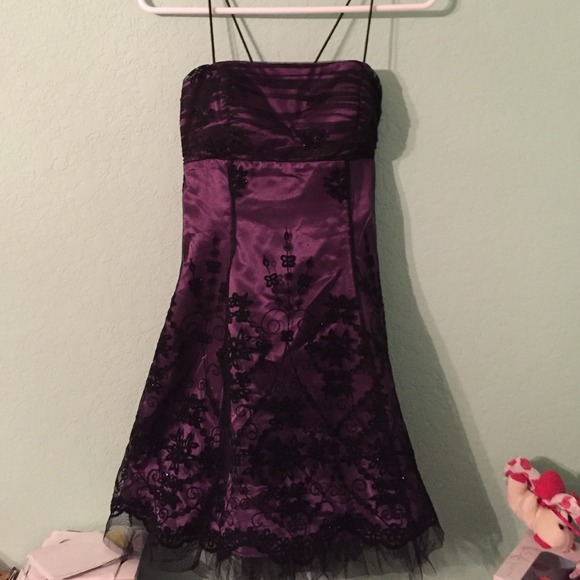 Purple and black homecoming dress