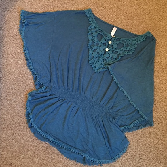 Teal blue casual top.