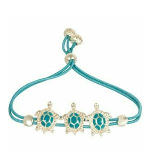 Emerald Green Enamel Gold Tone 3 Turtle bracelet