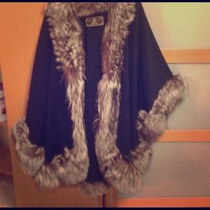 Real Fox Trim Shawl