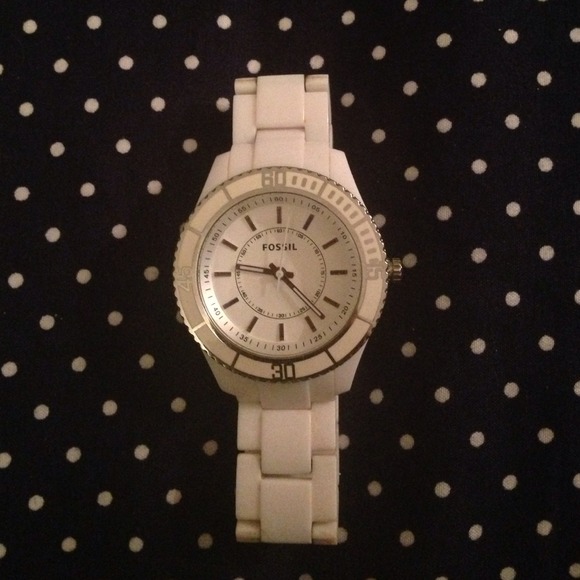 White Fossil Watch