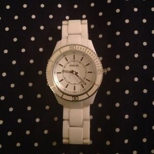 White Fossil Watch