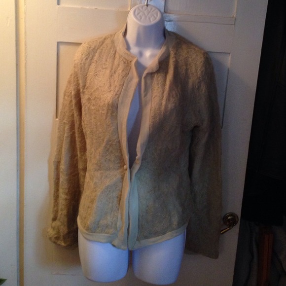 Gray Mohair knit blend- lined Jacket top