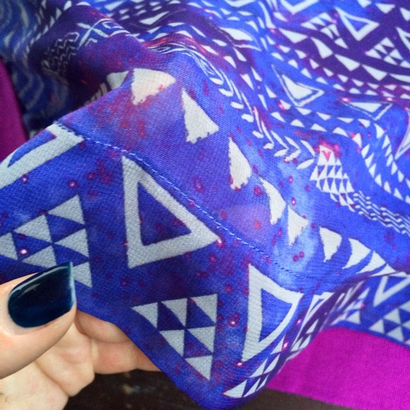 🌙Tribal Aztec Print Kirra High Low Purple Sweater - Picture 4 of 4