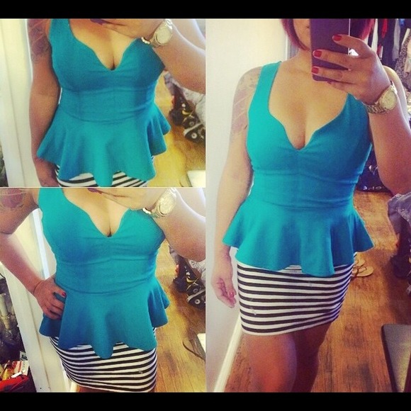 Turquoise Peplum shirt