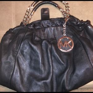 Michael kors black leather slouchy hobo