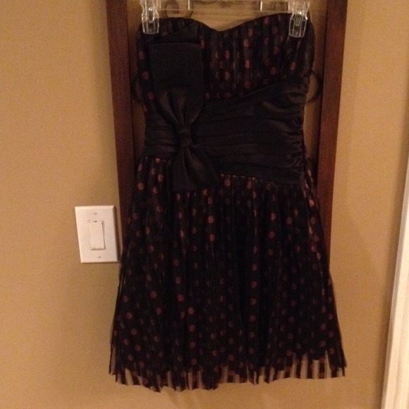 Mystic Dresses & Skirts - Pink polka doted black formal dress