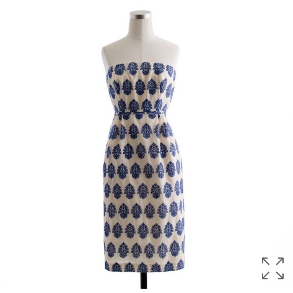 J.Crew Filigree-embroidered strapless beach dress