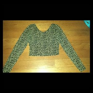 American Apparel Long Sleeve Printed Crop Top