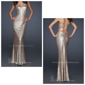 La Femme Strapless Sequin Gown
