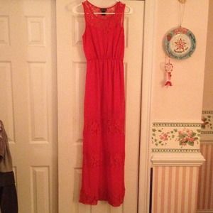 Salmon orange long dress
