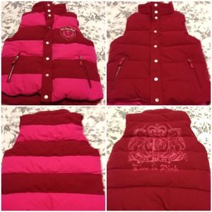 Victoria's Secret pink puffer vest reversible red