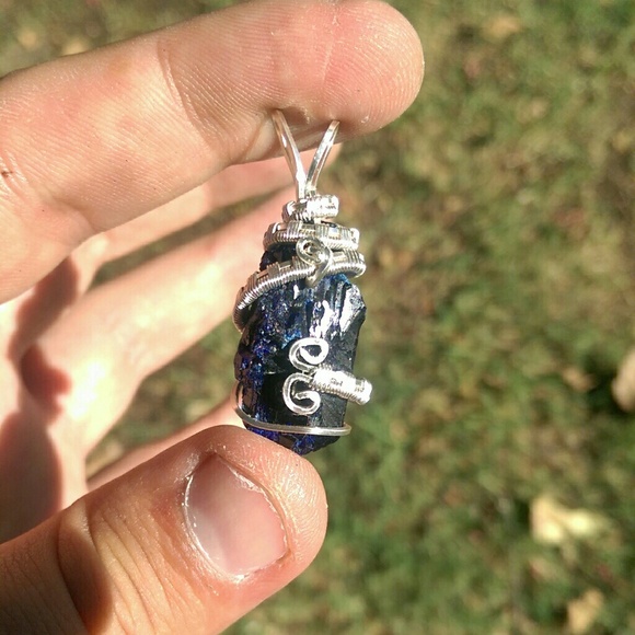 Hand wrapped azurite gem stone