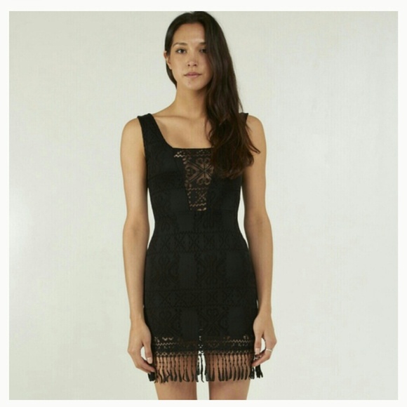 RESERVED Black Boho Fringe Dress