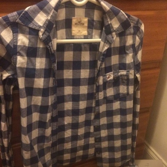 Blue and white hollister flannel