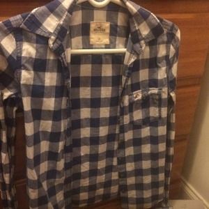 Blue and white hollister flannel