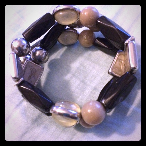 Black, Cream, and Grey Bead Bracelet