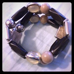Black, Cream, and Grey Bead Bracelet