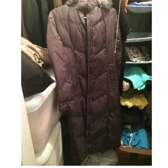 Tahari Down Long Gray Coat