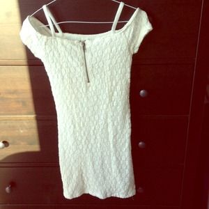 Knit punker lace ivory dress