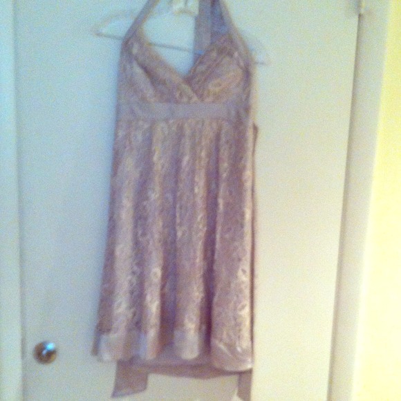 Silver, gray & white lace halter dress!