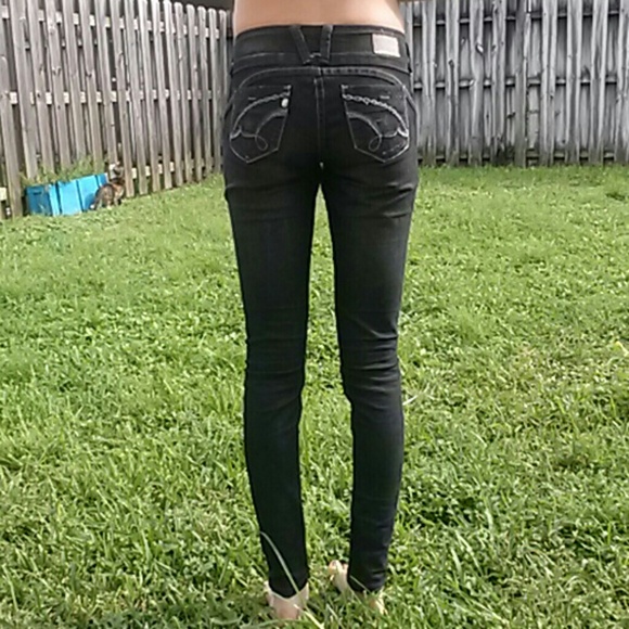 Dark Jeans with purple stitching - Picture 2 of 4