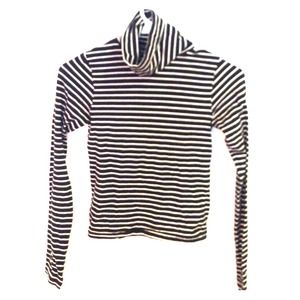 Stripe Cotton Spandex Long Sleeve Turtleneck
