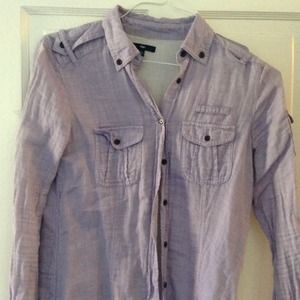 Lavender button down linen top