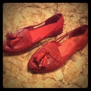 Frye Heather Huarache -- red loafers -- Size 8