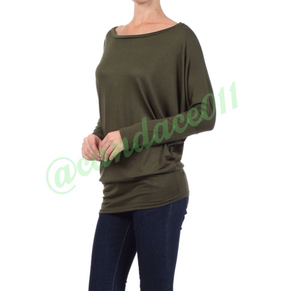 🚫BUNDLED🚫Olive Green Dolman Top - Picture 2 of 4