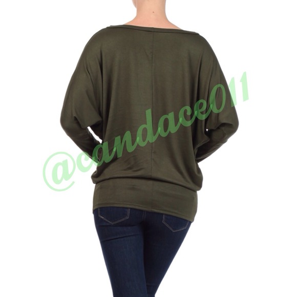 🚫BUNDLED🚫Olive Green Dolman Top - Picture 4 of 4