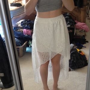 Flowy white lace skirt