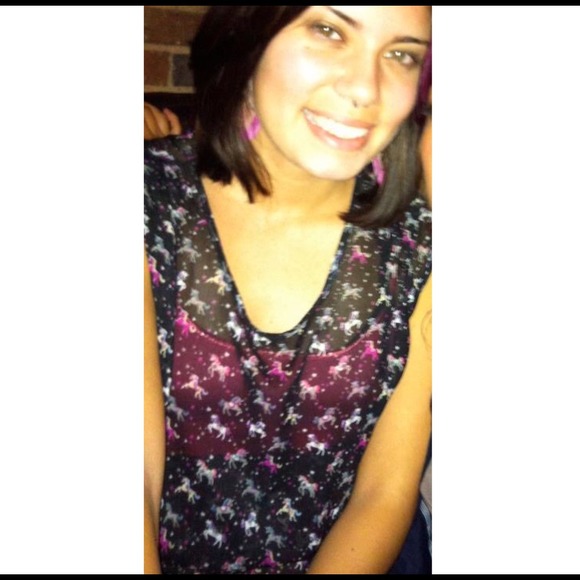 Forever 21 sheer black unicorn shirt