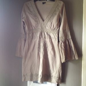 Bell Sleeve crochet trim dress