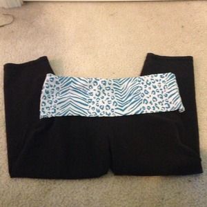 SOLD. Blue leopard print PINK yoga pants