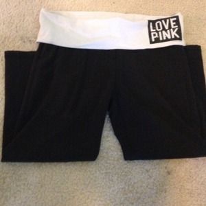 SOLD. Black and white Capri PINK yoga pants