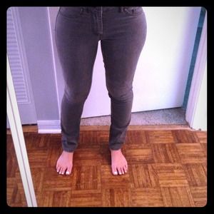 Grey stretch straight leg jeans
