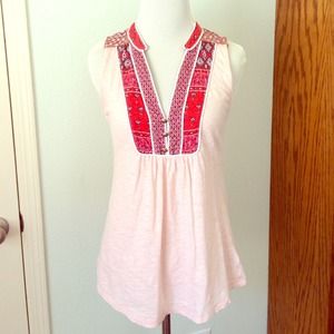 Cute knit tank with Indian print yoke detail