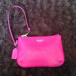 Leather pink Coach wristlet