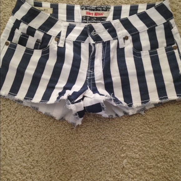 Blue and white striped shorts