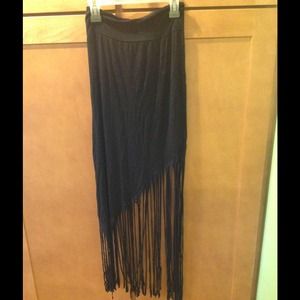 A black, fringe skirt