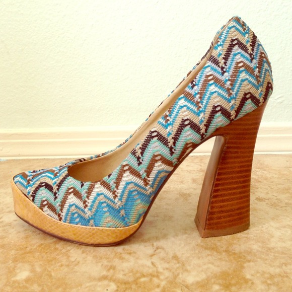 Naughty Monkey Missoni-print pumps w/ unusual heel