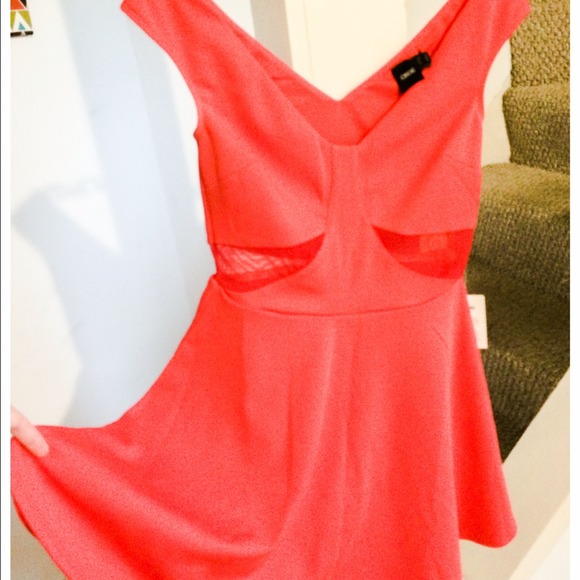 ASOS Off Shoulder Skater Dress w/ Mesh Insert