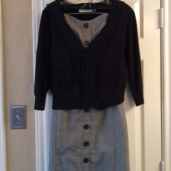 Plaid strapless dress with coordinating cardigan - Picture 4 of 4