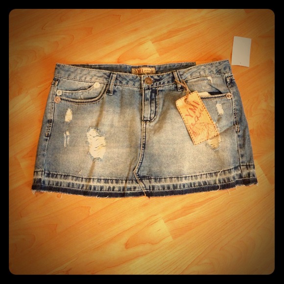 Brand New Destroyed Denim Mini Skirt!