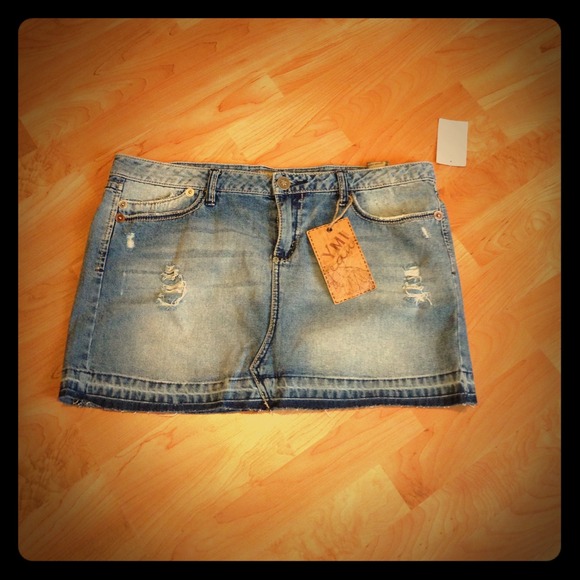 Brand New Denim Distressed Mini Skirt!