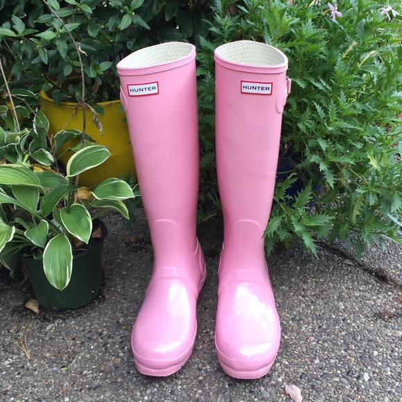 Pink Original Gloss TALL Hunter rain boots!