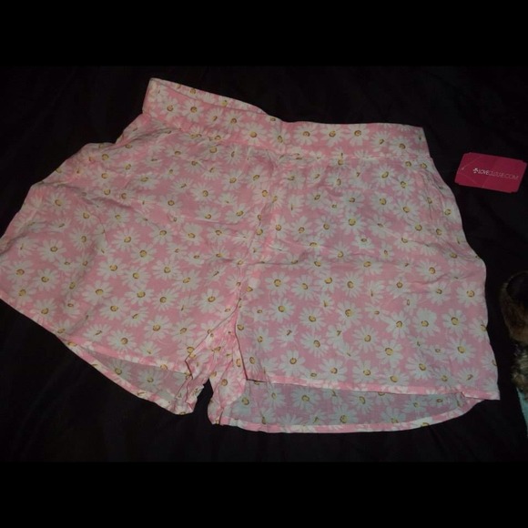 Pink Floral Cotton Shorts