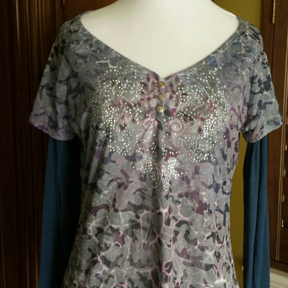 Purple/Blue Sequined Long Sleeve Tee